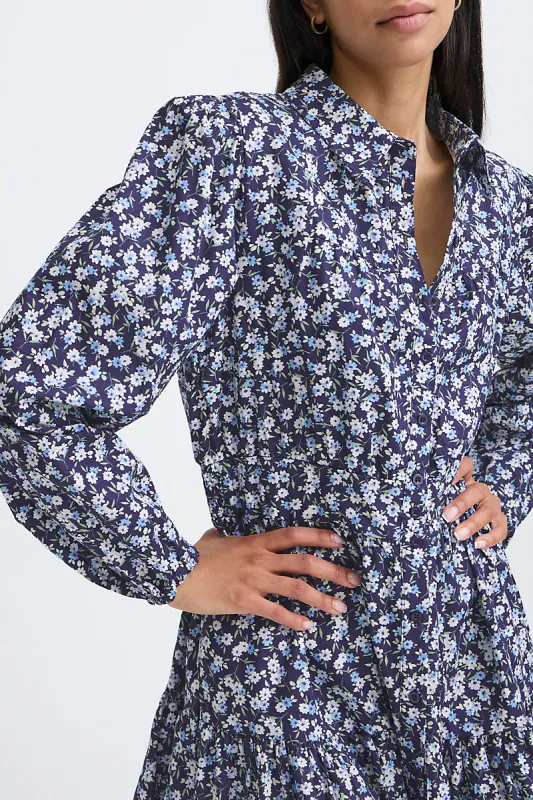 B.YOUNG - Hadasa Dress Medieval Blue Florals