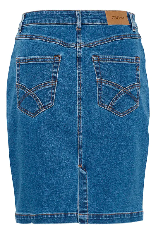 CREAM - Ebba Kort Skjørt Reno Medium Blue Denim