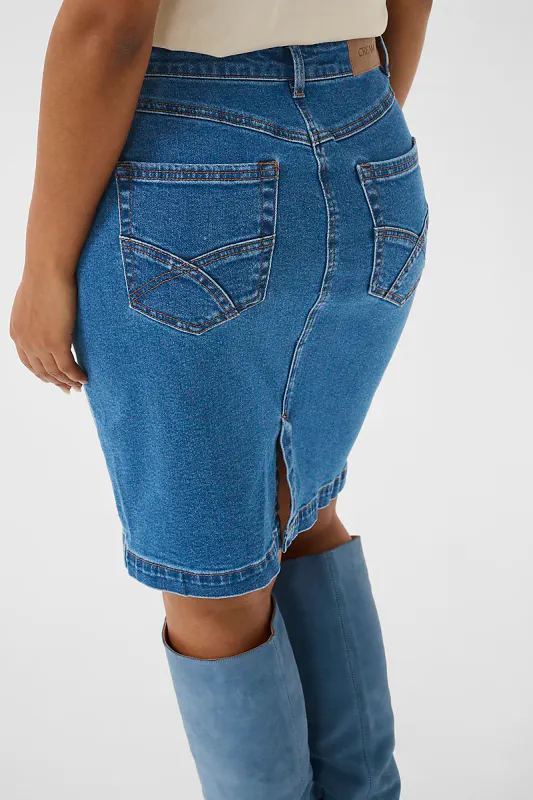 CREAM - Ebba Kort Skjørt Reno Medium Blue Denim