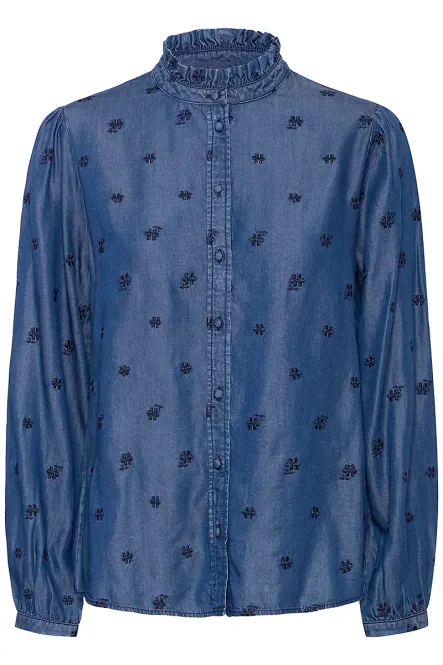 Hovedbilde B.YOUNG - Kosmo Brodert Skjorte Dark Denim Flower ...