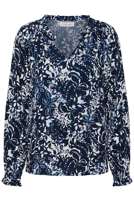 Hovedbilde CREAM - Tiah Boho Blouse Navy Blue Toile