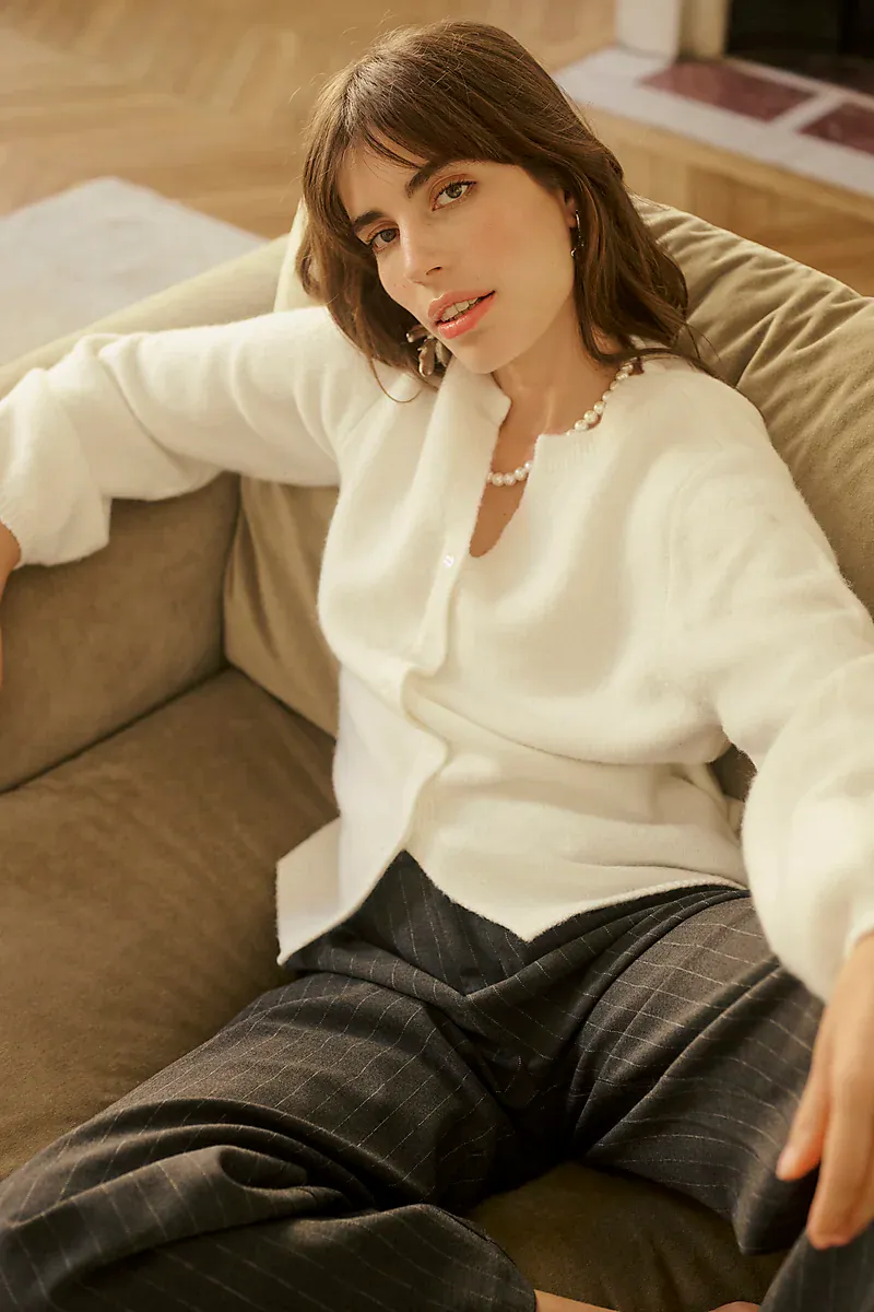 CREAM - Belle Knit Blouse Whisper White