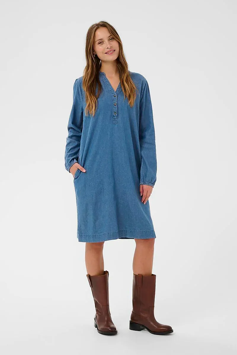 SAINT TROPEZ - Ojetta Dress Medium Blue Denim