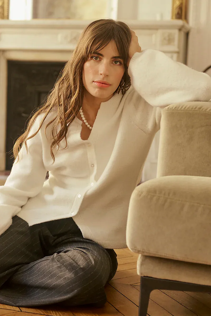 CREAM - Belle Knit Blouse Whisper White